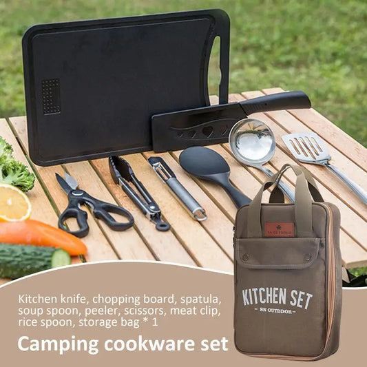 8pcs Camping Kitchen Cooking Utensil Set | Stainless Steel Cooking Utensils